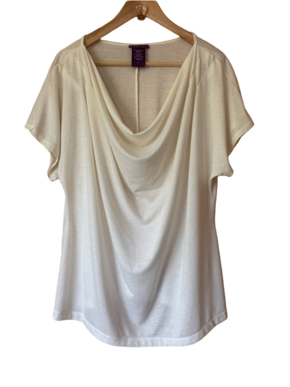 Beverly Drive Ivory Cream Draped Cowl-Neck Blouse Plus size 2X